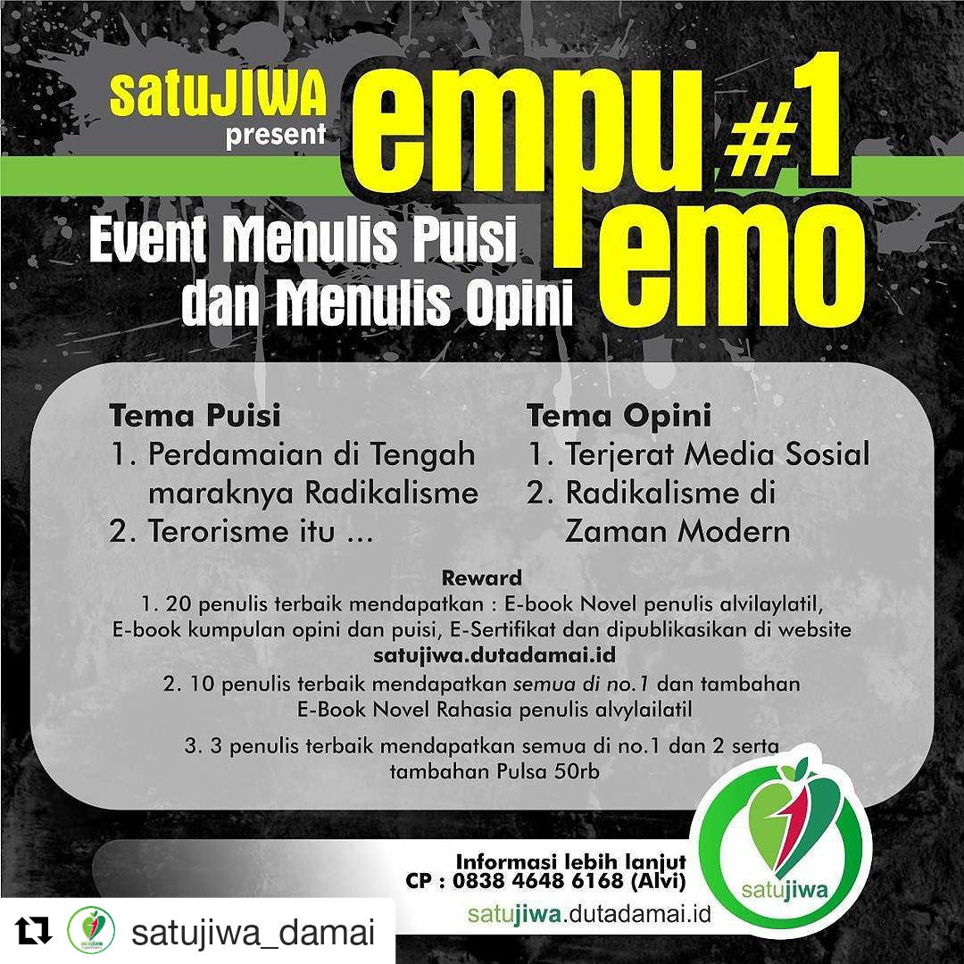 Foto Even Menulis Puisi EMPU EMO #1 2017, Oleh Komunitas Duta Damai Dunia Maya Regional Malang Jawa Timur, Badan Nasional Pencegahan Terorisme.