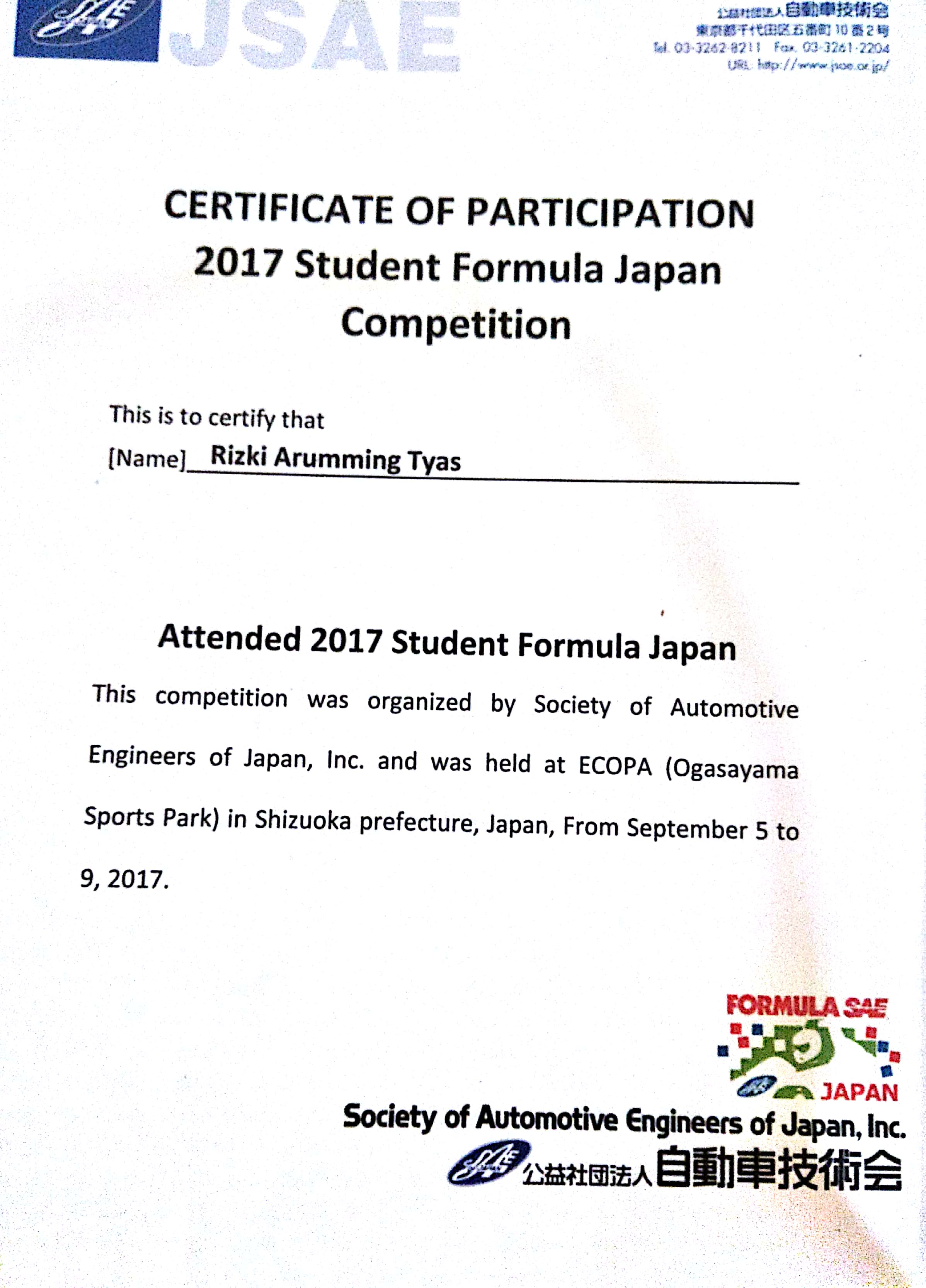 Foto 2017 Student Formula Japan