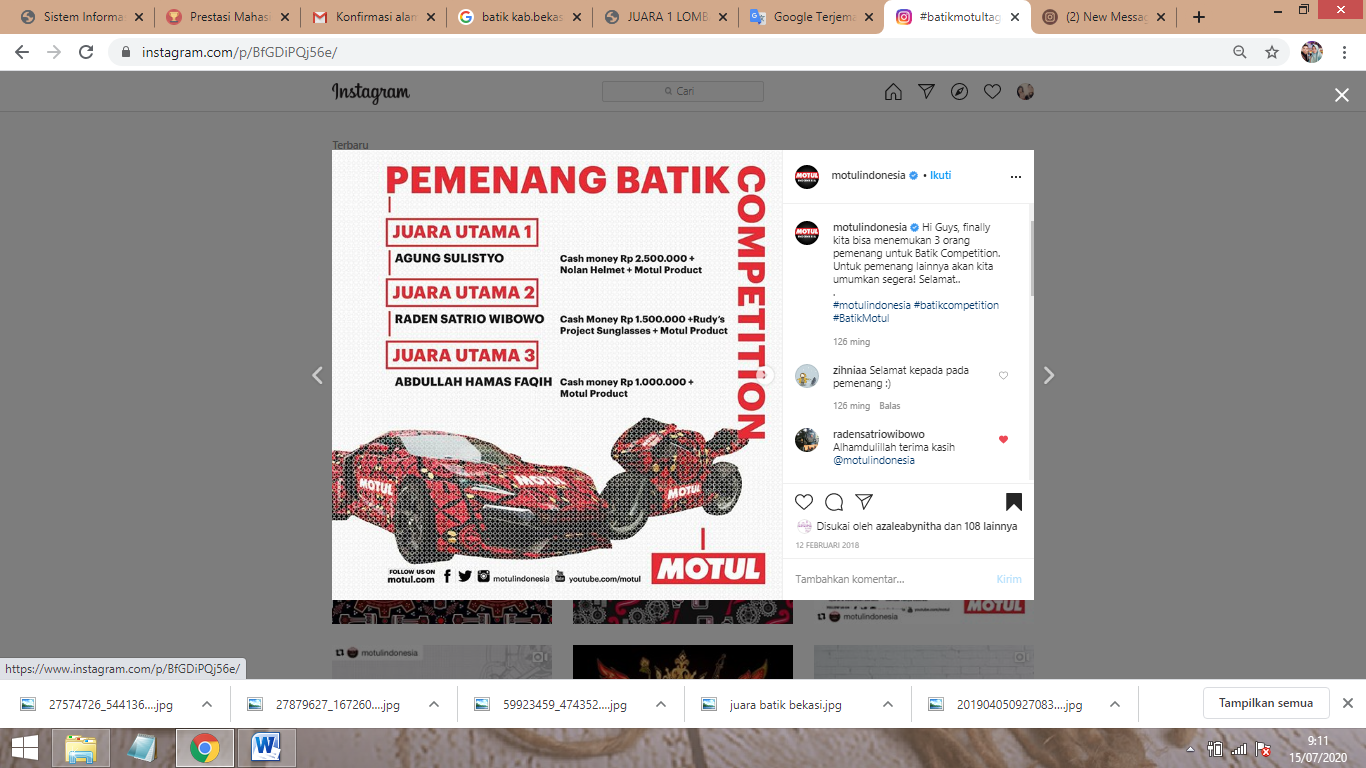 Foto Batik Design Competition Motul Oil 2018