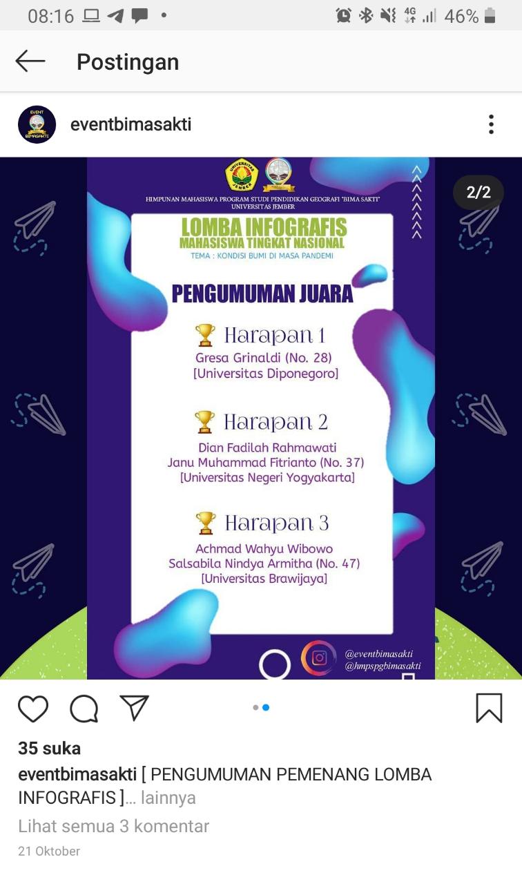 Foto Lomba Infografis HMPSPG Bimasakti Universitas Jember 2020