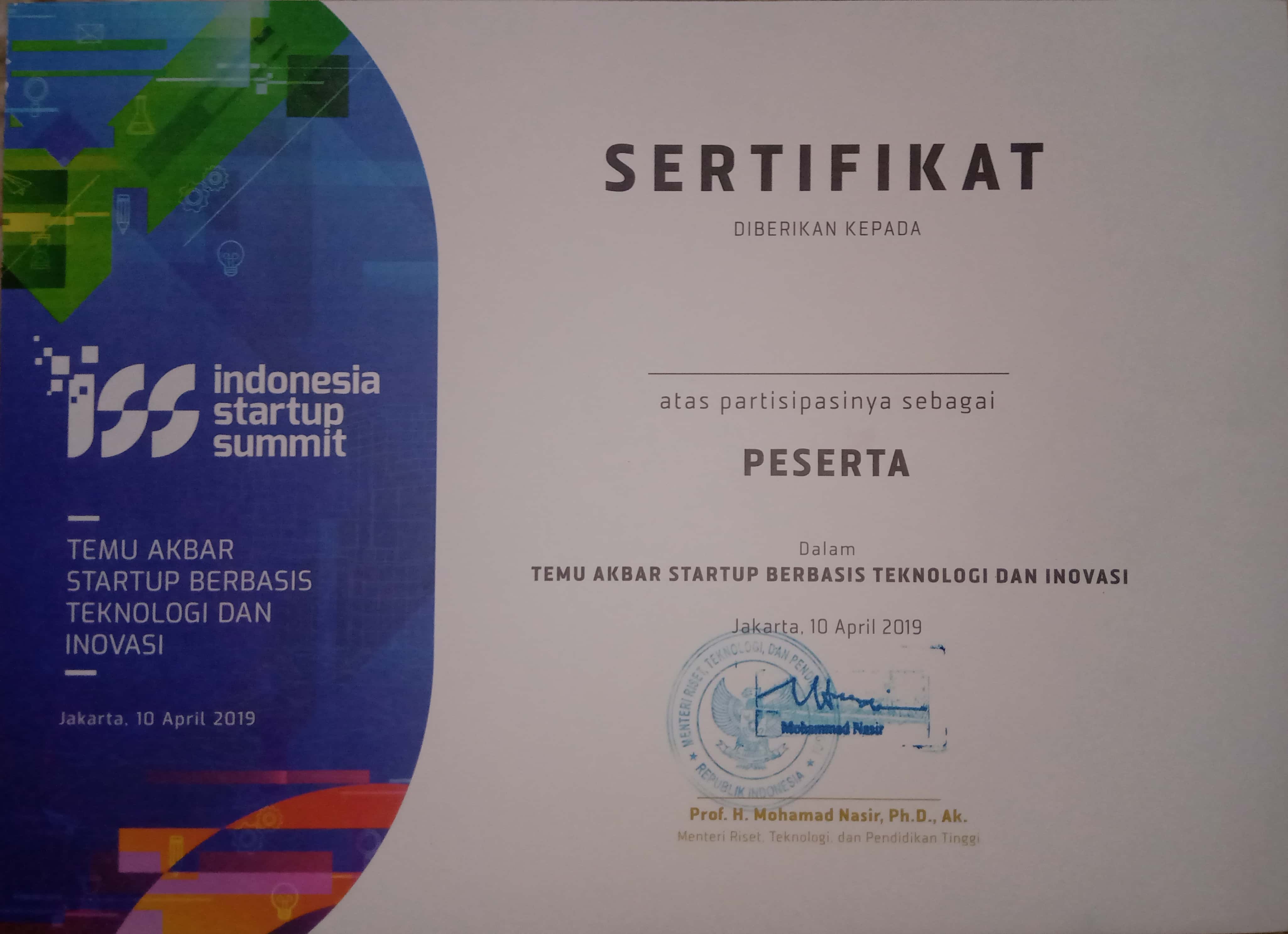 Foto INDONESIA STARTUP SUMMIT- TEMU AKBAR STARTUP BERBASIS TEKNOLOGI DAN INOVASI 2019