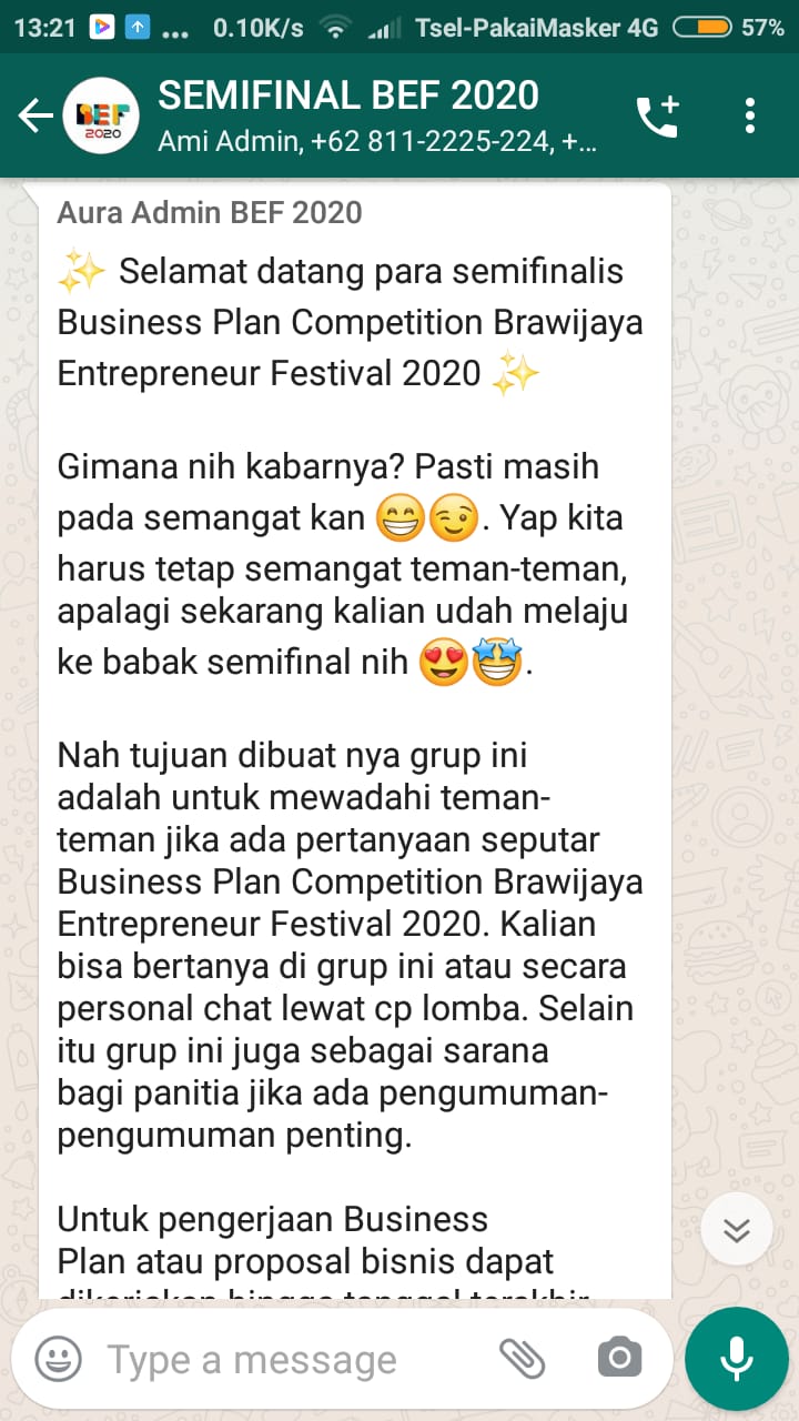 Foto Business Plan Competition Brawijaya Entrepreneur Festival 2020