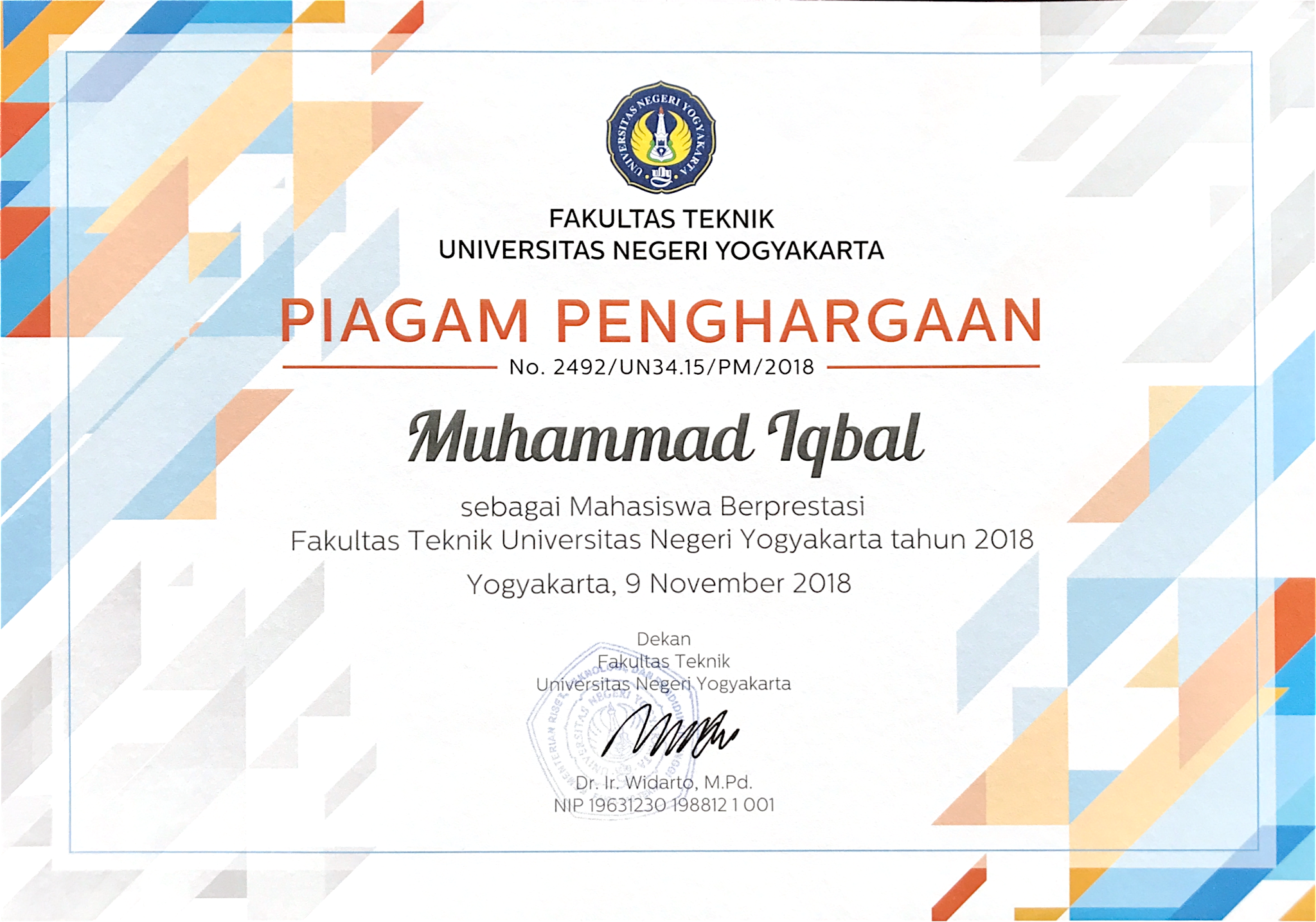 Foto Mahasiswa Berprestasi Fakultas Teknik Universitas Negeri Yogyakarta