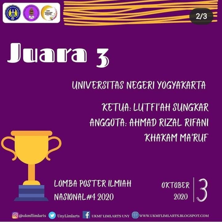 Foto Lomba Poster Ilmiah Nasional #4 UKMF Penelitian Limlarts Universitas Negeri Yogyakarta 2020