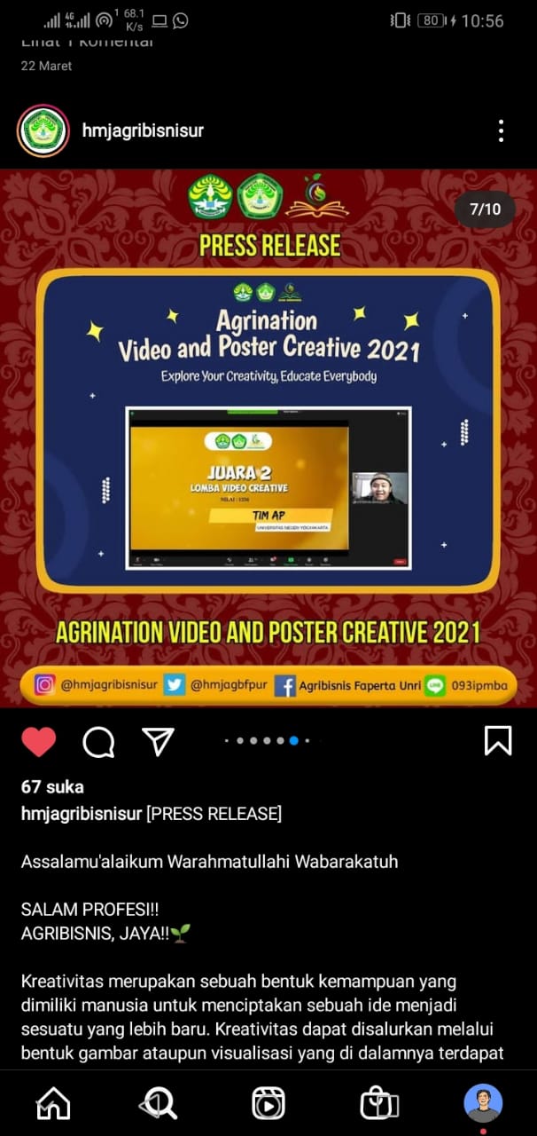 Foto Agrination Video dan Poster Kreatif 2021