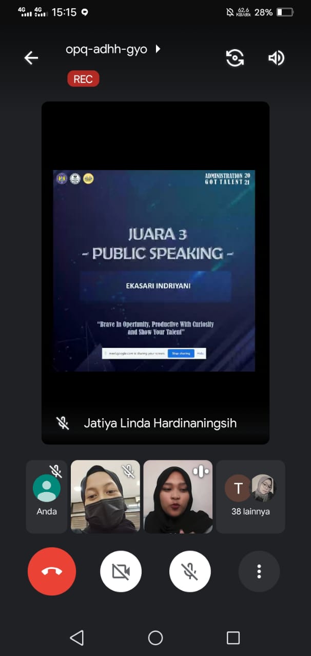 Foto Lomba Public Speaking Administration Got Talent 2021 dengan Tema “Brave in Every Opportunity, Productive with Curiosity and Show Your Talent”