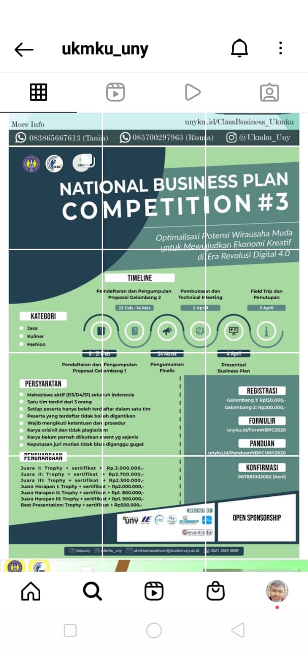 Foto lomba bisnis plan tingkat nasional UKM Kewirausahaan UNY 