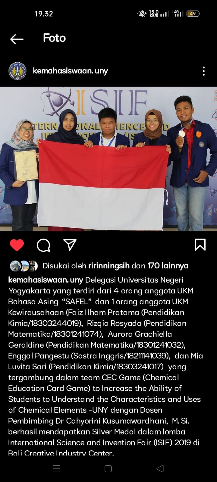 Foto International Science and Invention Fair 2019 Indonesian Young Scientist Association