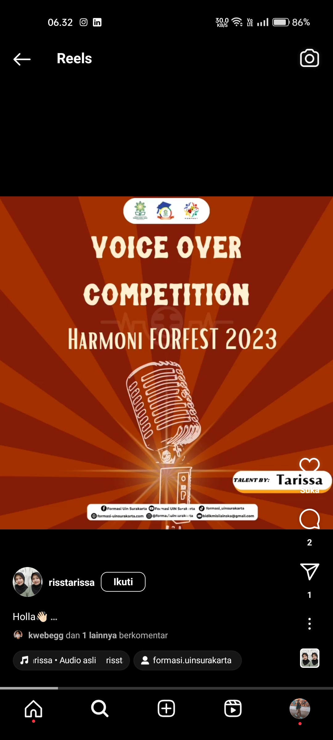Foto Lomba Voice Over Harmoni Forfest 2023