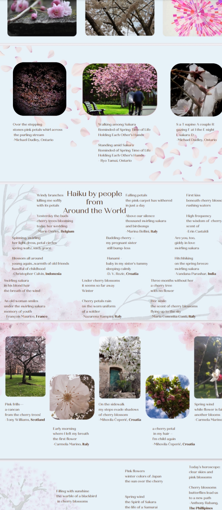Foto Publikasi karya puisi antologi haiku bertema ''Sakura Haiku Challenge 2022'' bagi kontributor seluruh dunia yang digelar oleh Konsulat Jendral Jepang di Toronto. 