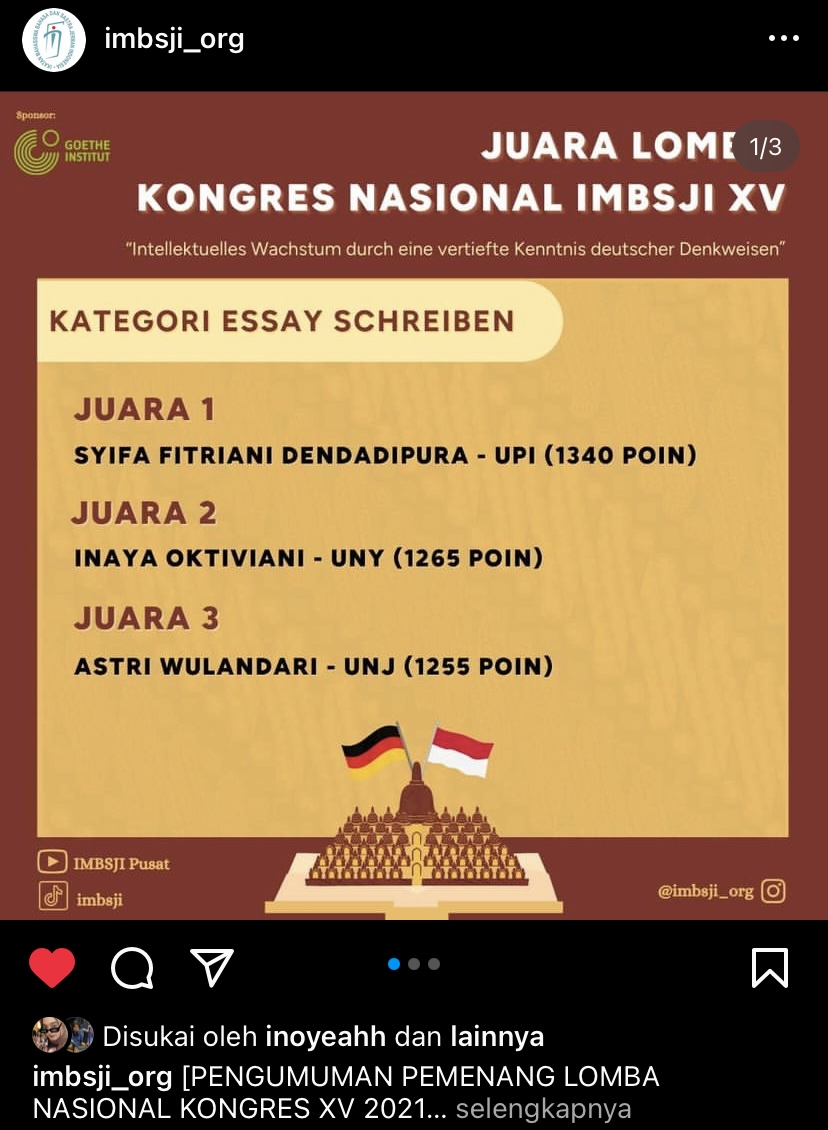 Foto Lomba Essay Schreiben Kongres Nasional Ikatan Mahasiswa Bahasa dan Sastra Jerman Indonesia XV