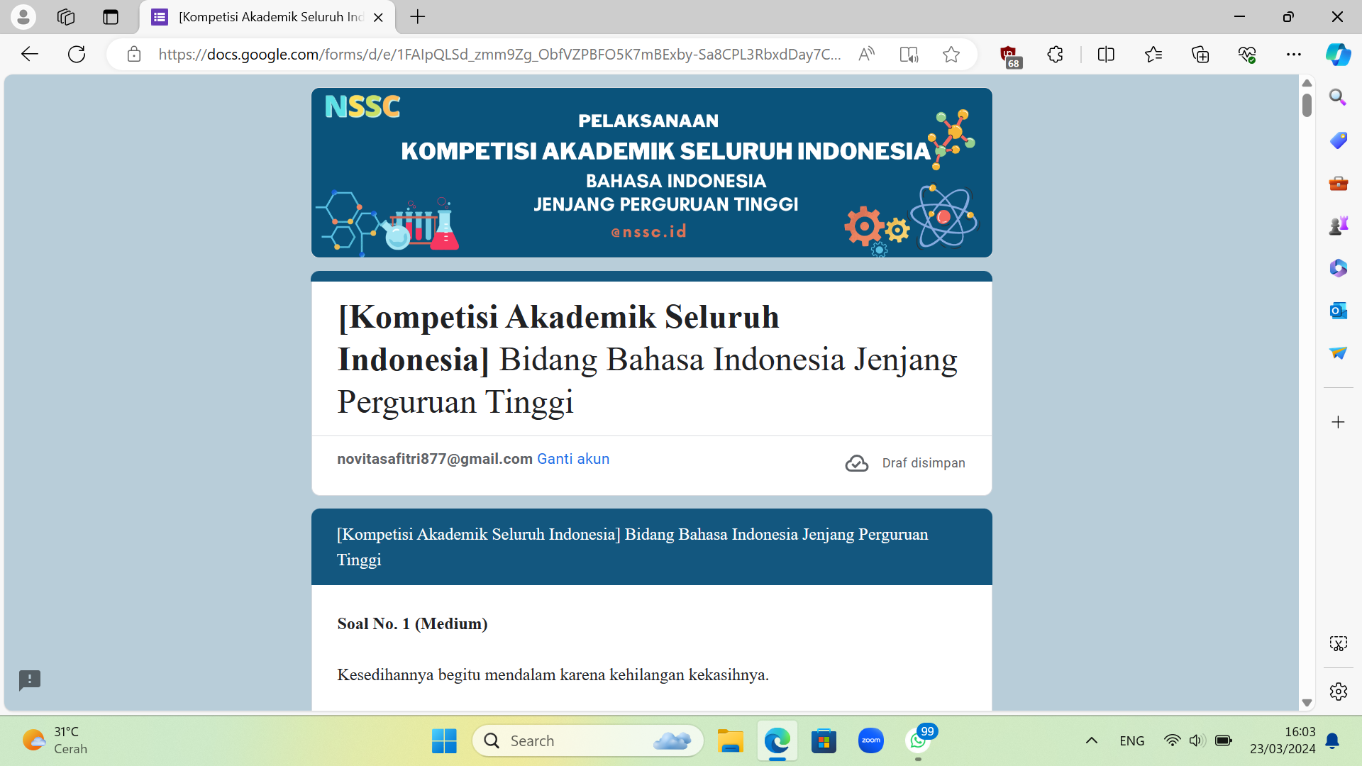 Foto Kompetisi Akademik Seluruh Indonesia