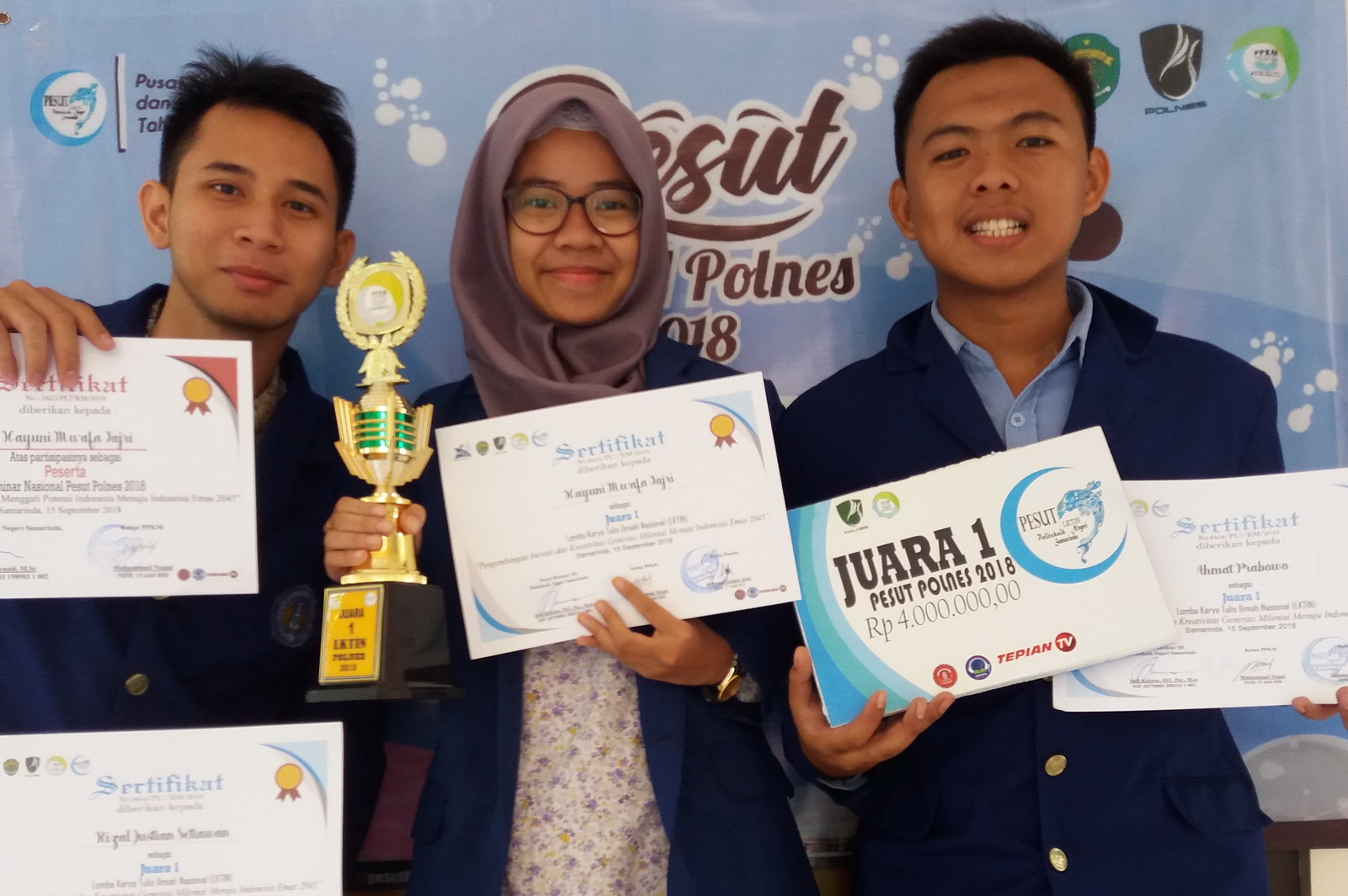 Foto 1ST Winner of National Scientific Paper Competition PESUT at Samarinda State of Polytechnic, September 2018