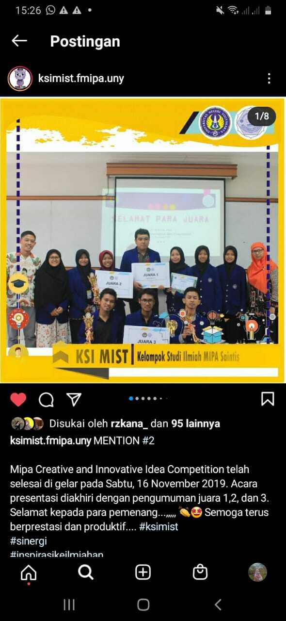 Foto MENTION (Mipa Creative and Innovative Idea Competition) 2018