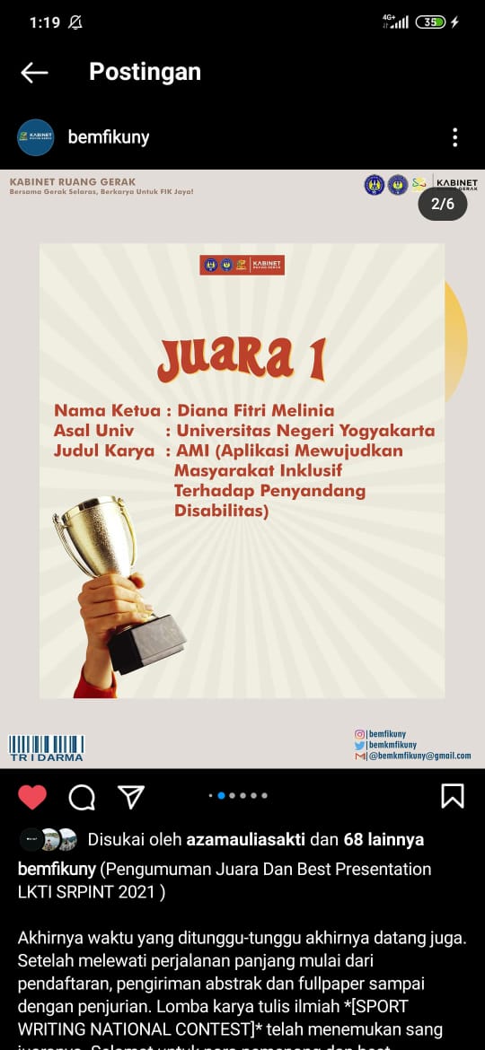 Foto Lomba Karya Tulis Ilmiah Nasional Tahun 2021 Fakultas Ilmu Keolahragaan Universitas Negeri Yogyakarta