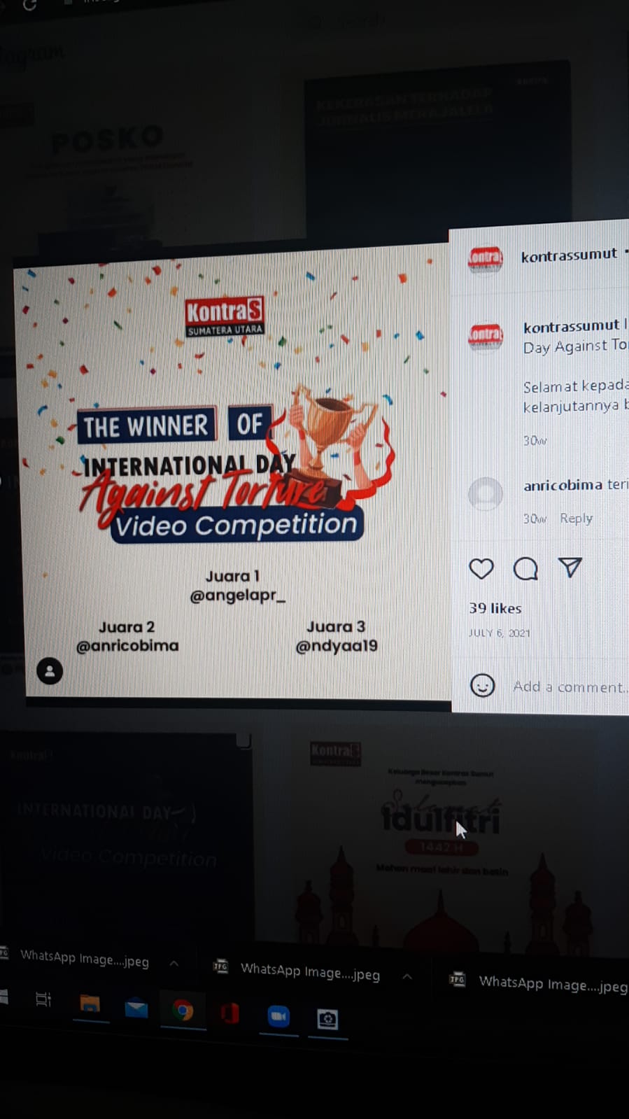 Foto Lomba Film International Day Against Torture Video Competition