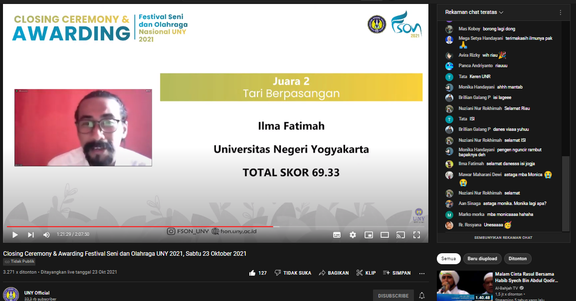 Foto Festival Seni dan Olahraga Nasional (FSON) Universitas Negeri Yogyakarta Tahun 2021