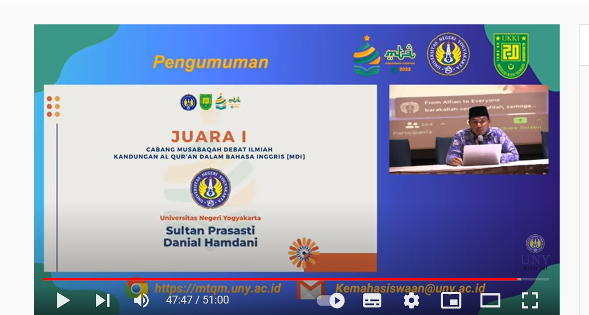 Foto MTQ English Debate Universitas Negeri Yogyakarta 2022