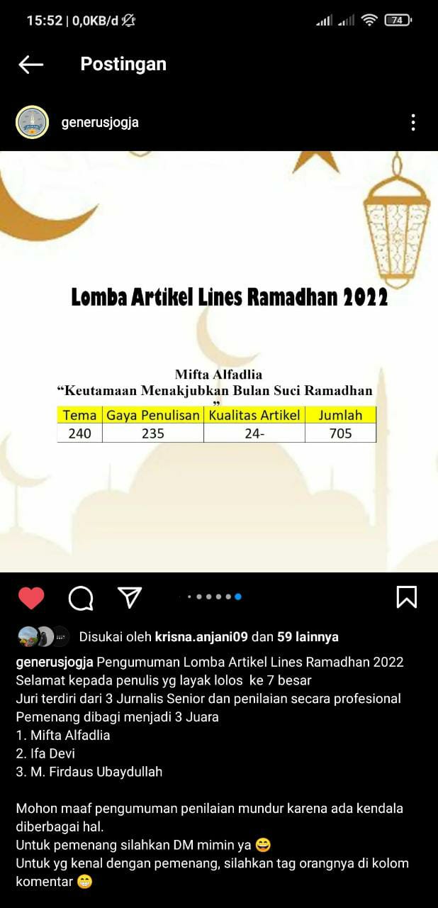 Foto Penulisan Artikel LINES Ramadhan Competition #2