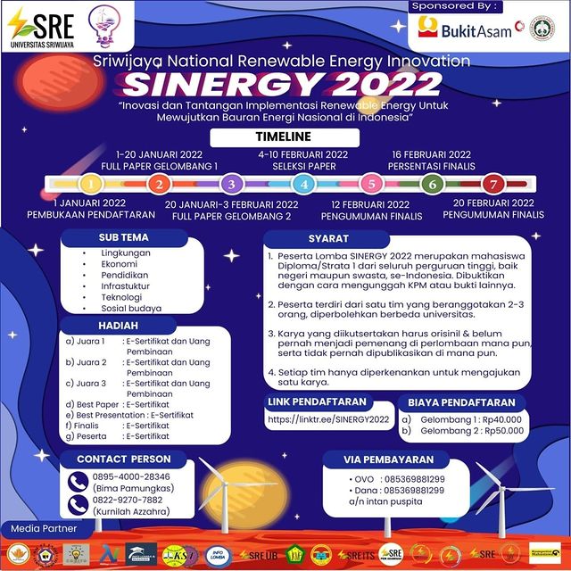 Foto SINERGY (SRIWIJAYA NATIONAL  RENEWABLE ENERGY) 2022