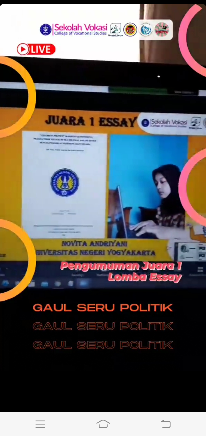 Foto Lomba Esai Gaul Seru Politik Mahasiswa Se Indonesia