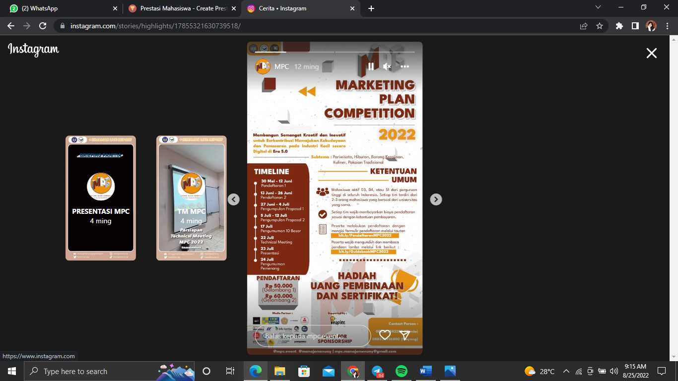 Foto Marketing Plan Competition UNY
