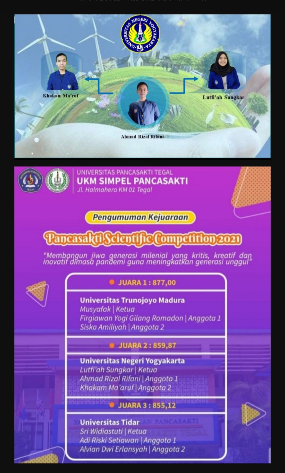 Foto Lomba Karya Tulis Ilmiah Nasional (LKTIN) Pancasakti Scientific Competition Tahun 2021