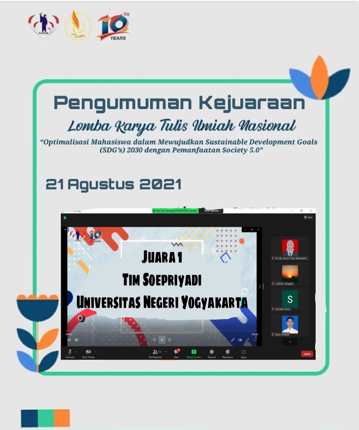 Foto Lomba Karya Tulis Ilmiah Nasional (LKTIN) Forum Mahasiswa Bidikmisi dan KIP-Kuliah (FORMASIK) Tahun 2021