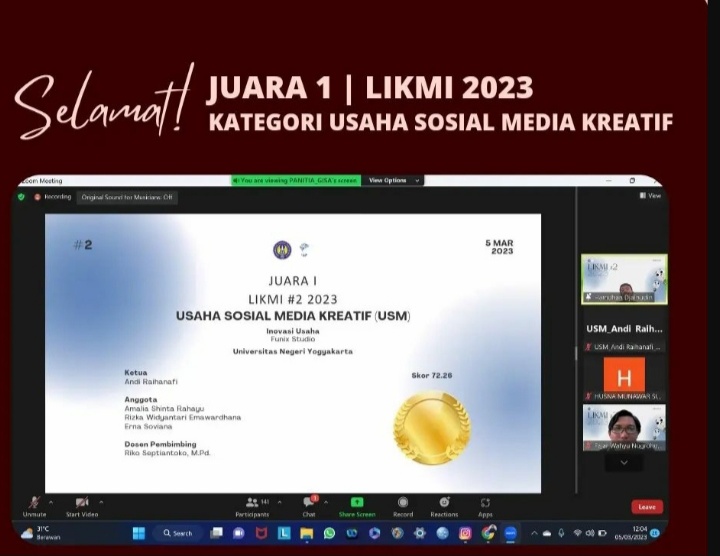 Foto Lomba Inovasi Kewirausahaan Mahasiswa Indonesia (LIKMI) Tingkat Nasional tahun 2022.