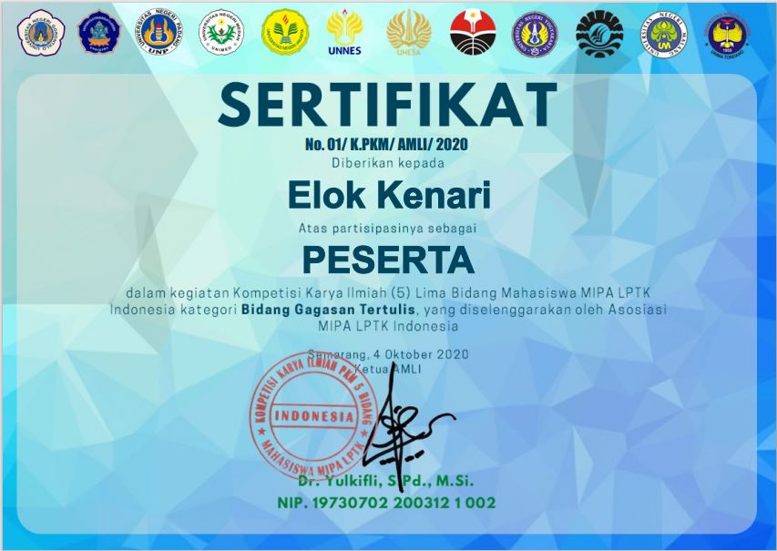 Foto Kompetisi Karya Ilmiah Lima Bidang Mahasiswa MIPA LPTK Indonesia 2020