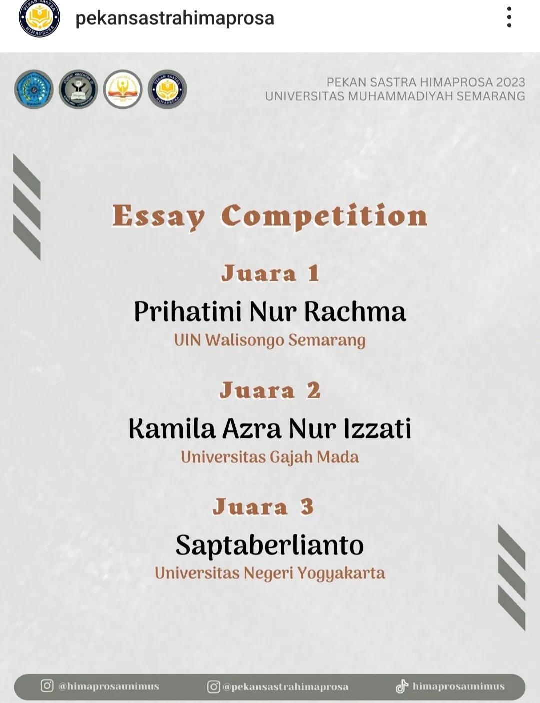 Foto English Essay Competition Pekan Sastra Himaprosa 2023 Universitas Muhammadiyah Semarang 