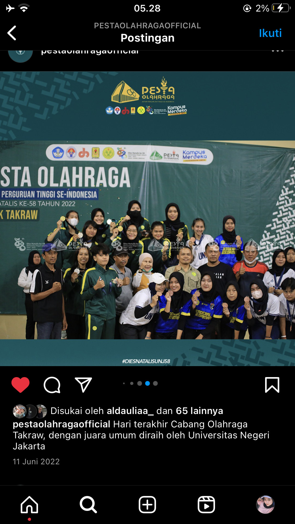 Foto Pesta Olahraga antar Perguruan Tinggi se-Indonesia 2022