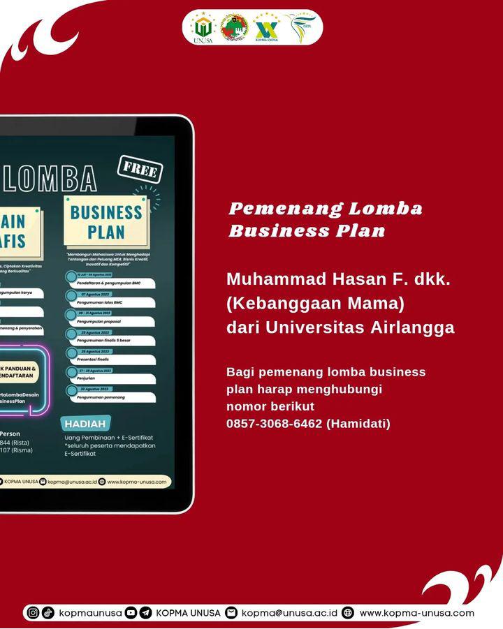 Foto  Lomba Business Plan KOPMA UNUSA